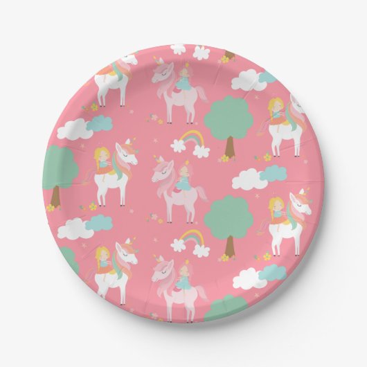 Meisje op paard papieren bordje (Voorkant)