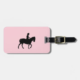 Meisje op paard/Pony roze Bagagelabel