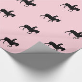 Meisje op paard/Pony roze Cadeaupapier (Hoek)