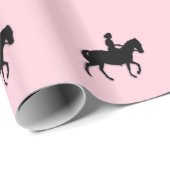 Meisje op paard/Pony roze Cadeaupapier (Rol Hoek)