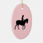 Meisje op paard/Pony roze Keramisch Ornament (Rechts)