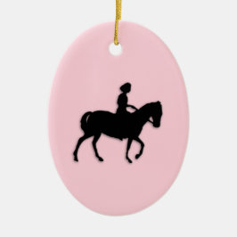 Meisje op paard/Pony roze Keramisch Ornament