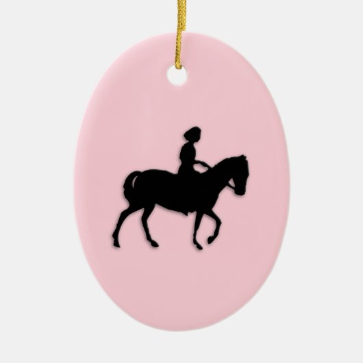 Meisje op paard/Pony roze Keramisch Ornament (Voorkant)