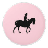 Meisje op paard/Pony roze Keramische Knop (Voorkant)