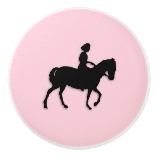 Meisje op paard/Pony roze Keramische Knop (Voorkant)