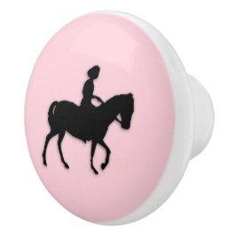Meisje op paard/Pony roze Keramische Knop