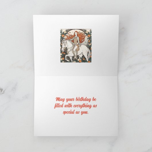 MEISJE OP PAARD VERJAARDAG KAART (Binnen)