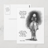 Meisje op paarden, potloodkunst: Bijbelversie: Pro Briefkaart (Voorkant / Achterkant)