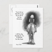 Meisje op paarden, potloodkunst: Bijbelversie: Pro Briefkaart (Voorkant / Achterkant)