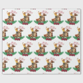 meisje op paardenkerst cadeaupapier (Vlak)