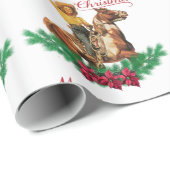 meisje op paardenkerst cadeaupapier (Rol Hoek)