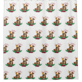  meisje op paardenkerst douchegordijn