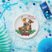  meisje op paardenkerst papieren bordje (Feest)