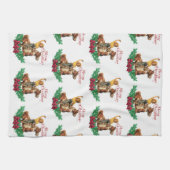  meisje op paardenkerst    theedoek (Horizontaal)