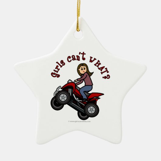 Meisje op Red Four Wheeler Keramisch Ornament (Voorkant)