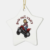 Meisje op Red Four Wheeler Keramisch Ornament (Links)