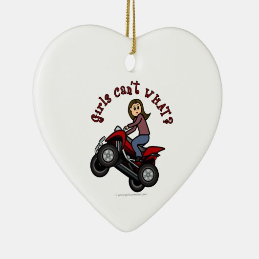 Meisje op Red Four Wheeler Keramisch Ornament (Rechts)