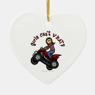 Meisje op Red Four Wheeler Keramisch Ornament