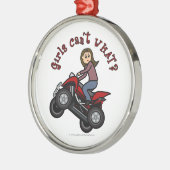 Meisje op Red Four Wheeler Metalen Ornament (Links)