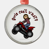 Meisje op Red Four Wheeler Metalen Ornament (Voorkant)