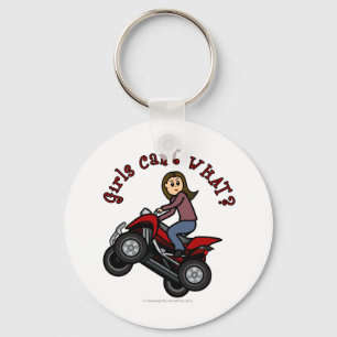 Meisje op Red Four Wheeler Sleutelhanger