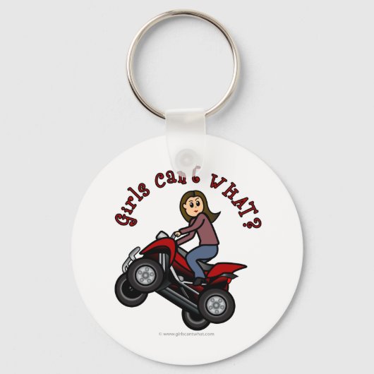 Meisje op Red Four Wheeler Sleutelhanger (Voorkant)