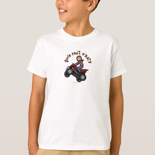Meisje op Red Four Wheeler T-shirt (Voorkant)