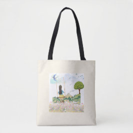 Meisje op Schommel Esthetische All-Over Print Tas