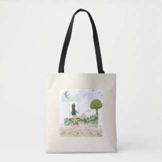 Meisje op Schommel Esthetische All-Over Print Tas