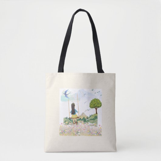 Meisje op Schommel Esthetische All-Over Print Tas  (Voorkant)