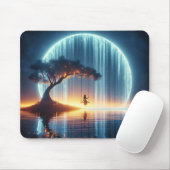 Meisje op schommel in waterval maan muismat (Met muis)