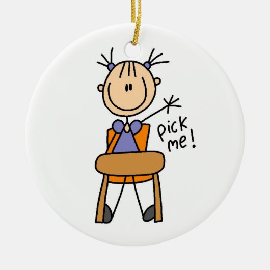 Meisje op school keramisch ornament (Voorkant)