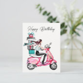 Meisje op scooter  briefkaart (Staand voorkant)