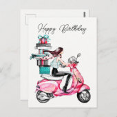 Meisje op scooter  briefkaart (Voorkant / Achterkant)