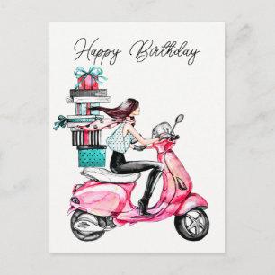 Meisje op scooter  briefkaart