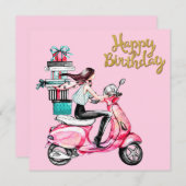 Meisje op scooter met Cadeaus (Voorkant / Achterkant)