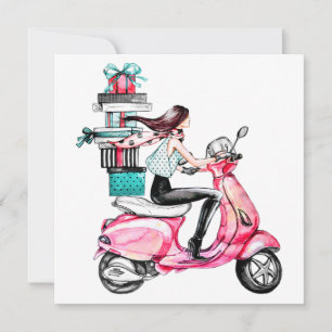 Meisje op scooter met Cadeaus Kaart