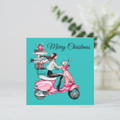 Meisje op scooter met Cadeaus Kaart (Staand voorkant)