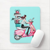 Meisje op scooter muismat (Met muis)