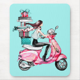 Meisje op scooter muismat
