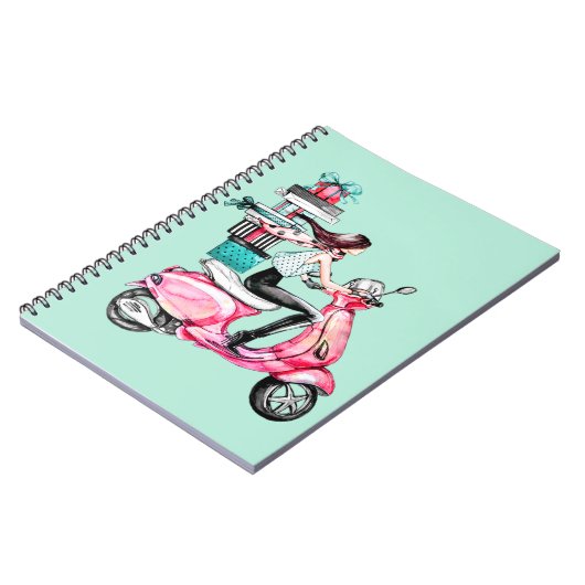 Meisje op scooter notitieboek (Linkerzijde)