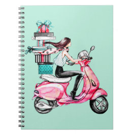 Meisje op scooter notitieboek