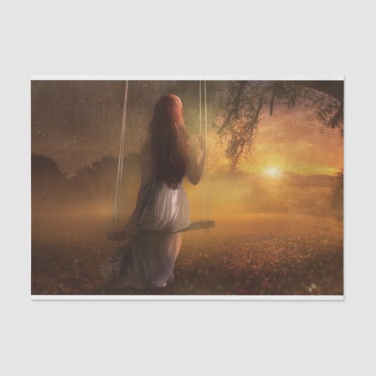 Meisje op Swing Decoupage Tissuepapier (Voorkant)