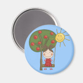 Meisje op Swing T-shirts en geschenken Magneet (Voorkant / Achterkant)