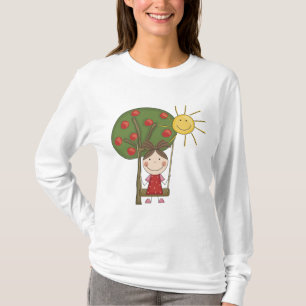 Meisje op T-shirts met vleugels en cadeautjes