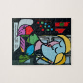 Meisje op tablet 2 legpuzzel (Horizontaal)