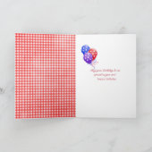 meisje op tarweveld met rode ballonverjaardag kaart (Binnen)