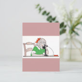 Meisje op  telefoon briefkaart (Staand voorkant)