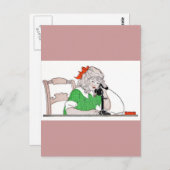 Meisje op  telefoon briefkaart (Voorkant / Achterkant)