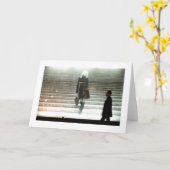 MEISJE OP TRAP NEW LIFE KAART (Gele Bloem)